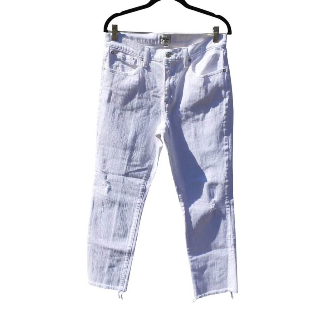 J Crew White Distressed Denim